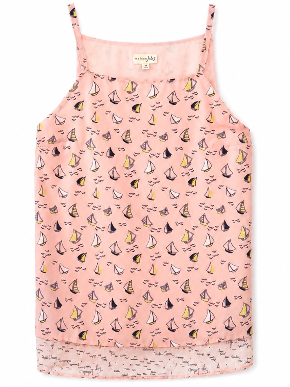Maison Jules Women's Pink Nautical Sailboat Print Cami Tank Top Size Medium